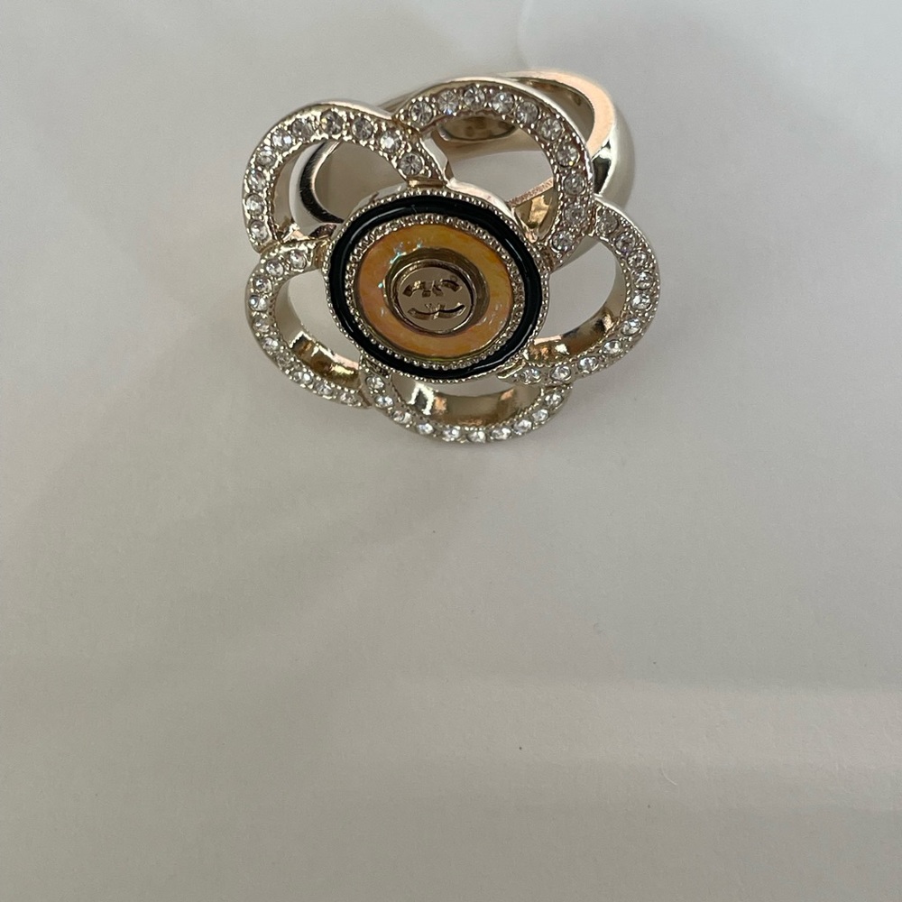 Chanel camellia camelia crystal ring hologram logo center - Picture 5 of 15